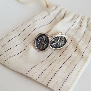 Stella & Dot .925 Sterling Lion Stamp Cuff Links